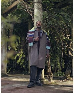 TOPMAN Oversized Belted Car Coat - Green