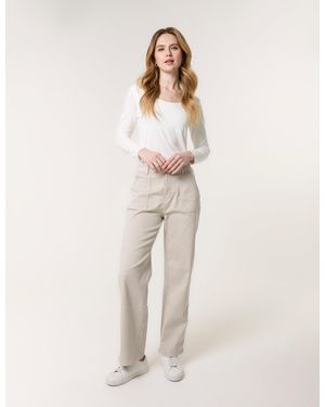 Blue Vanilla Wide Leg Pocket Trousers - Natural
