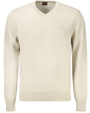 BOSS V-hals Gebreide Trui 50413736 - Naturel