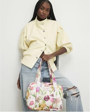 River Island Floral Print Holdall Bag - Natural
