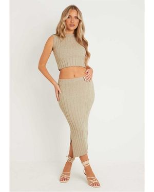 Missy Empire Missy Empire Maxi Skirt With Split - White