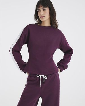 River Island Sweatshirt Long Sleeve Lace Trim Cinched Cotton - Purple