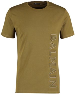 Balmain Yh1f022 S8794 Eab Khaki Green T-shirt
