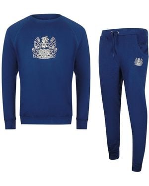 Aquascutum Iconic Crest Crew Neck Tracksuit Set Cotton - Blue