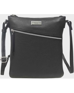 Assots London 'rosy' Black Pebble Grain Soft Real Leather Crossbody Bag - Grey