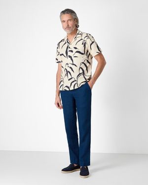 Oliver Sweeney Ravenshead Leaf Print Short Sleeved Shirt - Blue