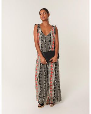 Blue Vanilla Aztec Tie Shoulder Jumpsuit - Multicolour