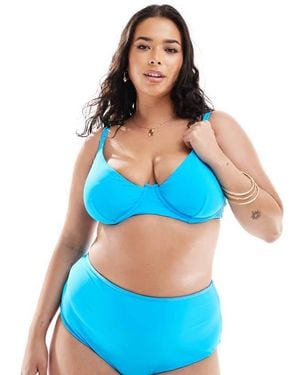 ASOS Curve Mix And Match Step Front Underwired Bikini Top - Blue