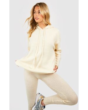 Boohoo Soft Knit Hoodie Co-Ord - Natural