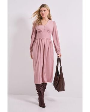 Dorothy Perkins Empire Seam Detail Blouson Sleeve Midi Dress - Pink