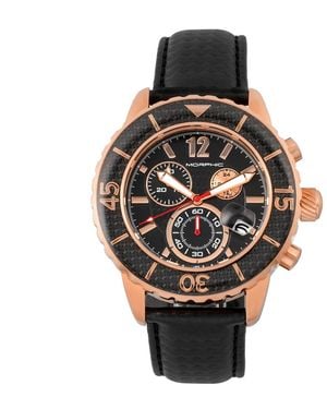 Morphic M51 Series Chronograph Leather-Band Watch W/Date - Metallic