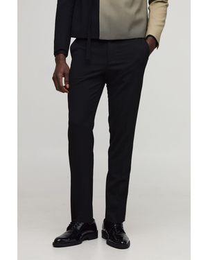 BoohooMAN Slim Fit Contrast Tape Tailored Trousers - Black