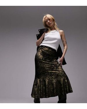 Topshop Unique Crushed Velvet Fishtail Maxi Skirt - Black