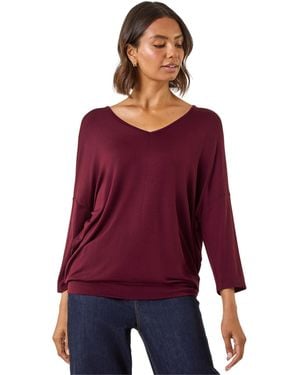 Roman V-Neck Jersey Stretch T-Shirt - Purple