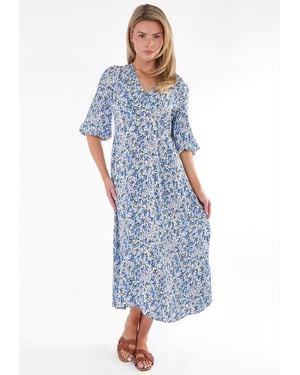 Gini London Floral Print Viscose Midi Dress - Blue