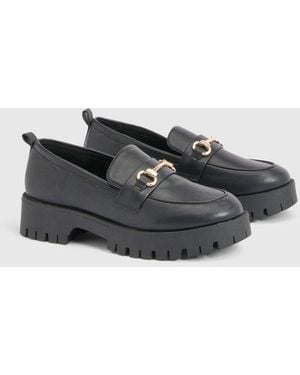 Boohoo Chunky T Bar Loafers - Black