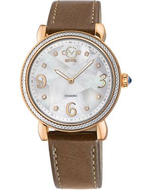 Gv2 Ravenna 12611 Mop Dial Taupe Leather Swiss Quartz Watch - Grey