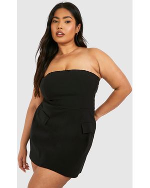 Boohoo Plus Bandeau Skater Mini Dress - Black