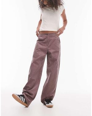 TOPSHOP Relaxed Fit Tailored Corduroy Trousers - Purple