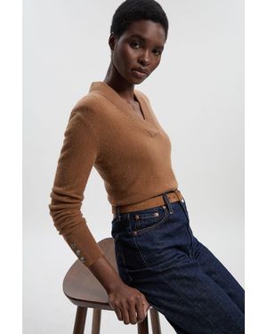 Karen Millen Cashmere V Neck Knitted Jumper - Blue