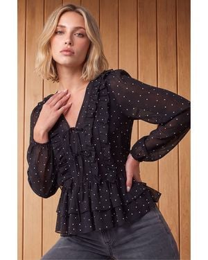 D.u.s.k Polka Dot Tie Front Top - Blue