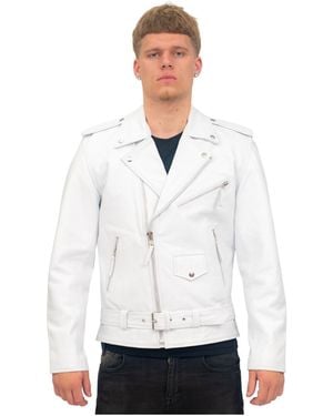 Infinity Leather Cow-Hide Brando Jacket -Venice - White