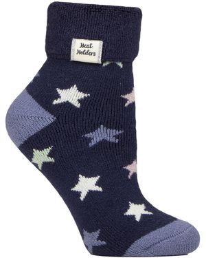 Heat Holders Cosy Turn-Over Cuff Lounge Socks - Blue