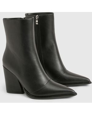 Boohoo Clean Western Heeled Cowboy Boots - Black