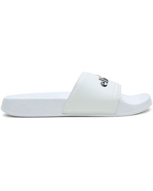 Ellesse Filipp Logo Print Open Toe Slides - White