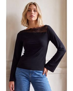 D.u.s.k Asymmetric Lace Stretch Top - Blue