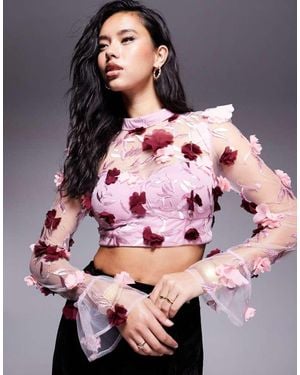 ASOS 3D Floral Organza Top - Pink
