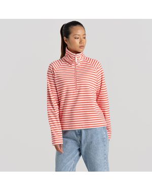 Craghoppers Melina Striped Half Zip Fleece Rose Coral Stripe - Red