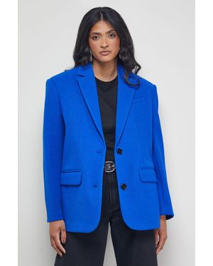 Warehouse Oversized Blazer Coat - Blue