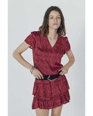 IKKS Bandana Print Short Sleeve Dress - Red