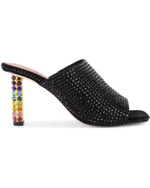 Kurt Geiger Mayfair Crystal-Embellished Heeled Woven Mules - Black