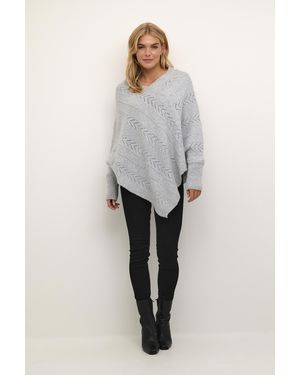 Cream Poncho Loose Fit - Grijs