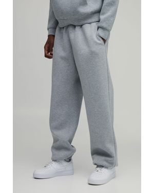 BoohooMAN Tall Oversized Heavyweight Marl Scuba Cuff Joggers - Grey