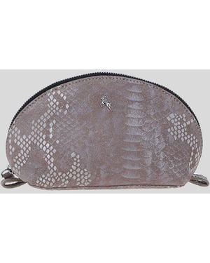Ashwood Leather 'Philippa' Real Makeup Bag - Grey
