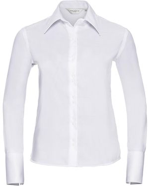 Russell Collection /Ladies Ultimate Long-Sleeved Shirt Cotton - White