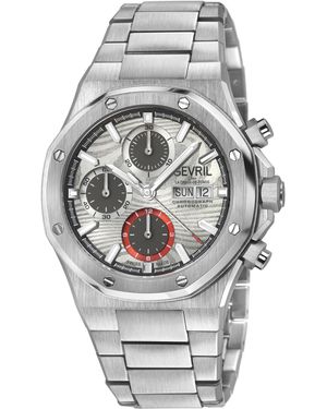 Gevril Kingsgate Chronograph Ss Case,Ss Bezel, Dial, Stainless Steel Satin Bracelet - Grey