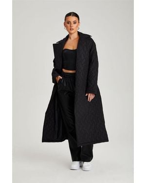 Urban Bliss Longline Quilted Belted Jacket - White