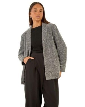 Roman Petite Herringbone Pocket Blazer - Grey