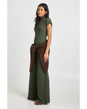 Boohoo Crinkle Textured High Neck Cap Sleeve Trouser Co Ord - Green