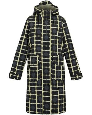 Regatta Ladies Orla Kiely Poppy Long Length Waterproof Jacket (Monochrome) - Black