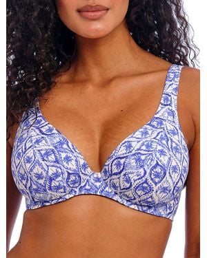 Freya Ocean Breeze High Apex Bikini Top Denim - Blue
