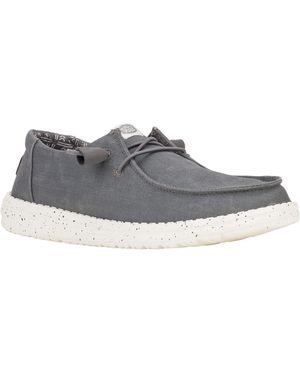 HEYDUDE Wendy Canvas 100% Cotton Loafers - Grey