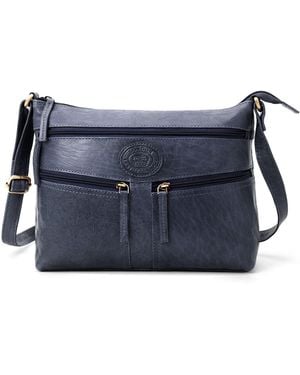 Woodland Leathers Leather Crossbody Shoulder Bag - Blue