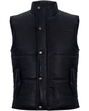 Infinity Leather Puffer Warmer Waistcoat Sleeveless Padded Jacket - Blue