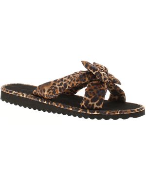 Platino Mule Sandals Kiley Slip On Leopard - Black