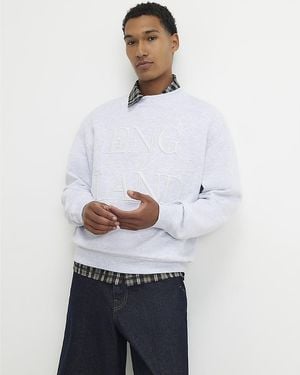 River Island Sweatshirt Embroidered England Cotton - White